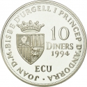 10 Diners 1994, KM# 97, Andorra, Joan Martí i Alanis, Accession of Andorra to UN
