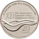 20 Cents 2010, KM# 1513, Australia, Elizabeth II, 100th Anniversary of the Australian Taxation Office