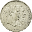 2 Francs 1880, KM# 39, Belgium, Leopold II, 50th Anniversary of Belgian Independence