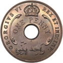 1 Penny 1937-1947, KM# 19, British West Africa, George VI