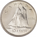 10 Cents 1953-1964, KM# 51, Canada, Elizabeth II