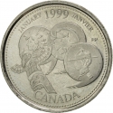 25 Cents 1999, KM# 342, Canada, Elizabeth II, Third Millennium, January, A Country Unfolds