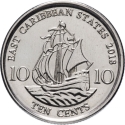 10 Cents 2009-2019, KM# 37a, East Caribbean States