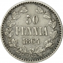 50 Penniä 1864-1917, KM# 2, Finland, Grand Duchy, Alexander II, Alexander III, Nicholas II