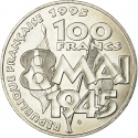 100 Francs 1995, KM# 1116.1, France, 50th Anniversary of WWII End, Peace