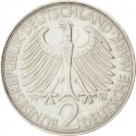 2 Deutsche Mark 1957-1971, KM# 116, Germany, Federal Republic, Max Planck