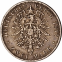 2 Mark 1876-1888, KM# 265, Baden, Frederick I
