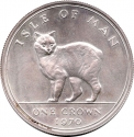 1 Crown 1970, KM# 18a, Isle of Man, Elizabeth II, Cats, Manx Cat