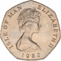 50 Pence 1980, KM# 71, Isle of Man, Elizabeth II, Christmas, Victorian Era