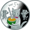 5 Euro 2015, KM# 170, Latvia, Fairy Tales, Five Cats