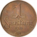 1 Santims 1922-1935, KM# 1, Latvia