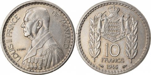 10 Francs Monaco 1946 KM 123 CoinBrothers Catalog