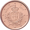 1 Euro Cent 2017-2023, KM# 555, San Marino