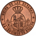 2½ Centimos de Escudo 1865-1868, KM# 634, Spain, Isabella II