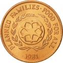 2 Seniti 1981-1996, KM# 67, Tonga, Tāufaʻāhau Tupou IV, Food and Agriculture Organization (FAO), Family Planning
