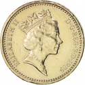 1 Pound 1985-1990, KM# 941, United Kingdom (Great Britain), Elizabeth II, Royal Diadem, Welsh Leek