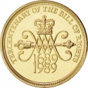 2 Pounds 1989, KM# 960, United Kingdom (Great Britain), Elizabeth II, 300th Anniversary of the Bill of Rights