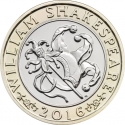 2 Pounds 2016, KM# 1383, United Kingdom (Great Britain), Elizabeth II, 400th Anniversary of Death of William Shakespeare, Shakespeare Comedies