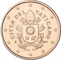 5 Euro Cent 2017-2023, KM# 457.1, Vatican City, Pope Francis