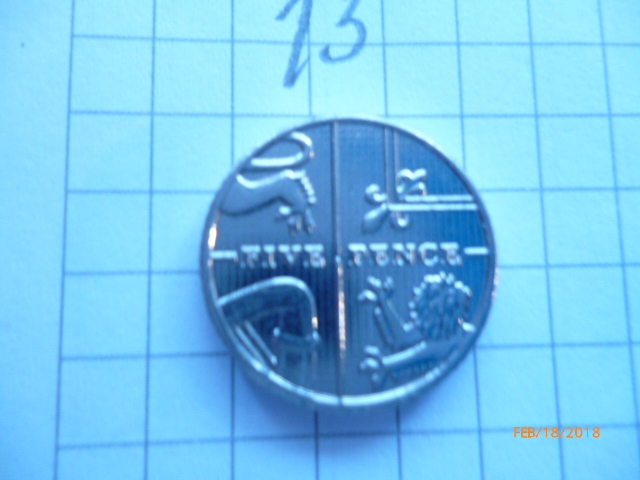 5 Pence United Kingdom (Great Britain) 2013, Elizabeth II, KM# 1109d