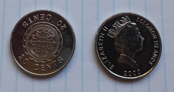 20 Cents Solomon Islands 2000, KM# 28