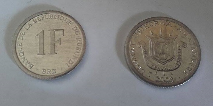 1 Franc Burundi 2003, KM# 19