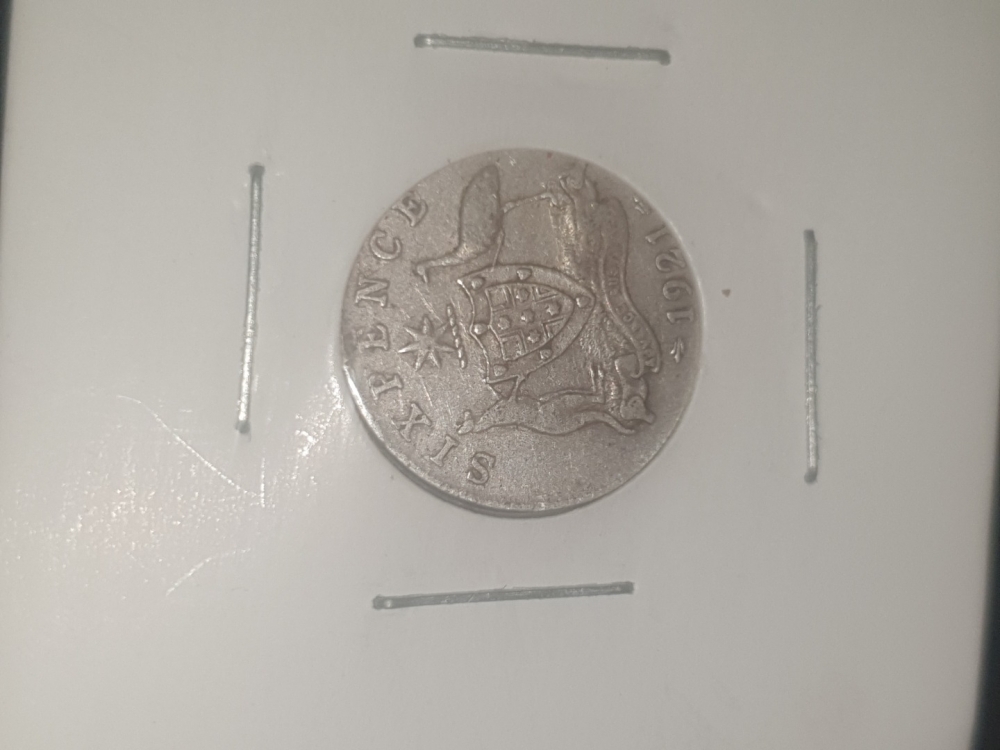 6 Penny Australia 1921, George V, KM# 25