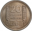20 Francs 1949, KM# PE1, Algeria