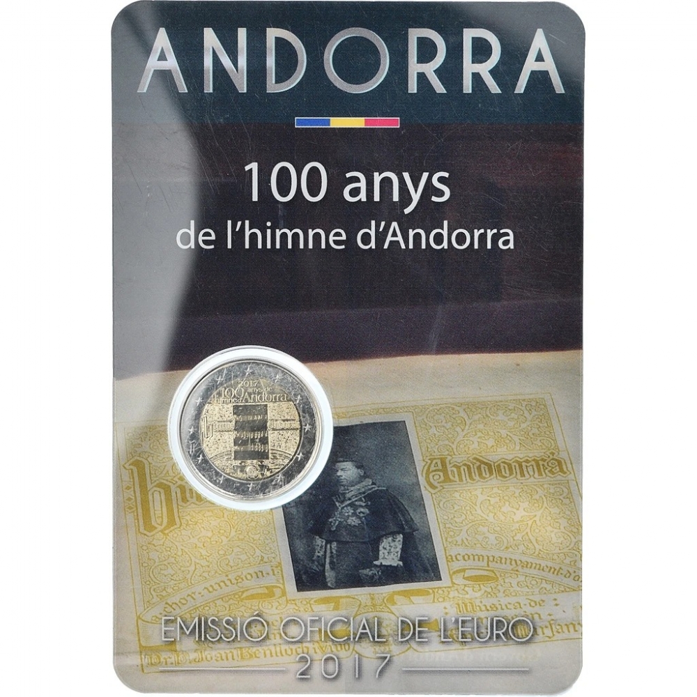 2 Euro 2017, KM# 533, Andorra, 100th Anniversary of the Anthem of Andorra, Coincard (front)