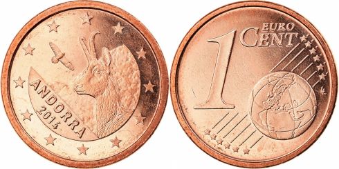 1 Euro Cent Andorra 2014-2022, KM# 520