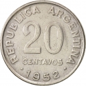 20 Centavos 1951-1952, KM# 48, Argentina