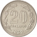 20 Centavos 1957-1961, KM# 55, Argentina