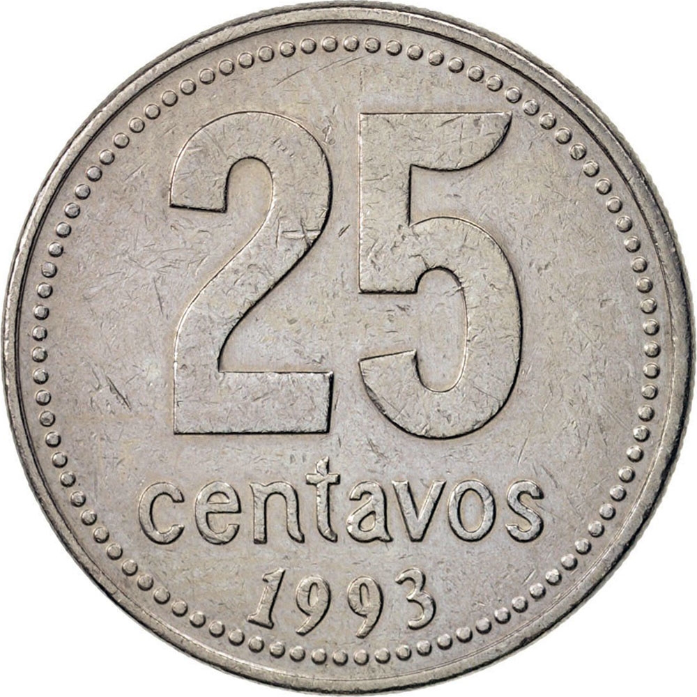 25 Centavos Argentina 1993-1996, KM# 110a | CoinBrothers Catalog