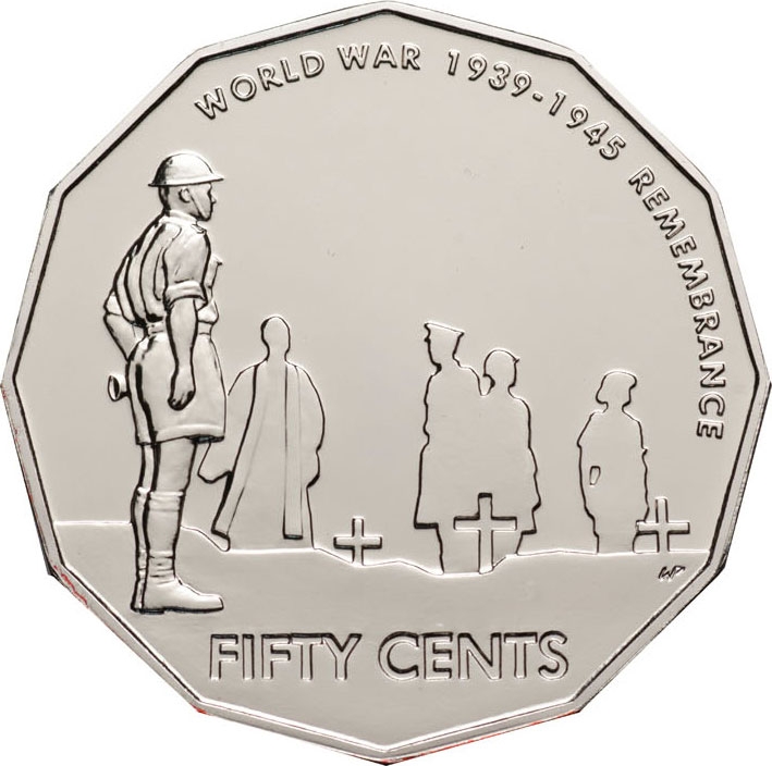 50 Cents 2005, KM# 746, Australia, Elizabeth II, 60th Anniversary of WWII Victory