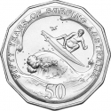 50 Cents 2013, KM# 1818, Australia, Elizabeth II, 50th Anniversary of Surfing Australia