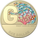 1 Dollar 2021, Australia, Elizabeth II, The Great Aussie Coin Hunt 2, G - Great Barrier Reef