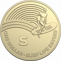 1 Dollar 2019, Australia, Elizabeth II, The Great Aussie Coin Hunt, S - Surf Life Saving