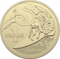 1 Dollar 2022, Australia, Elizabeth II, The Great Aussie Coin Hunt 3, S - Surfing