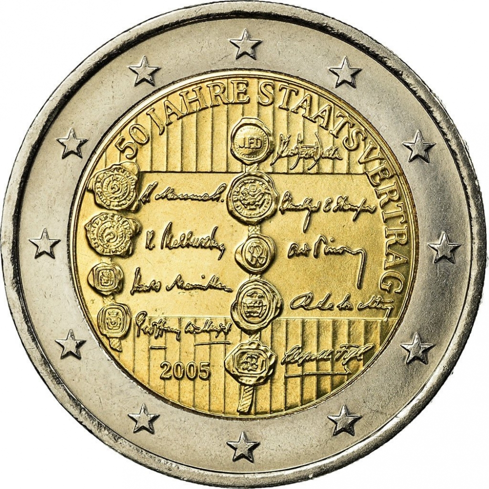 2 Euro 2005, KM# 3124, Austria, 50th Anniversary of the Austrian State Treaty