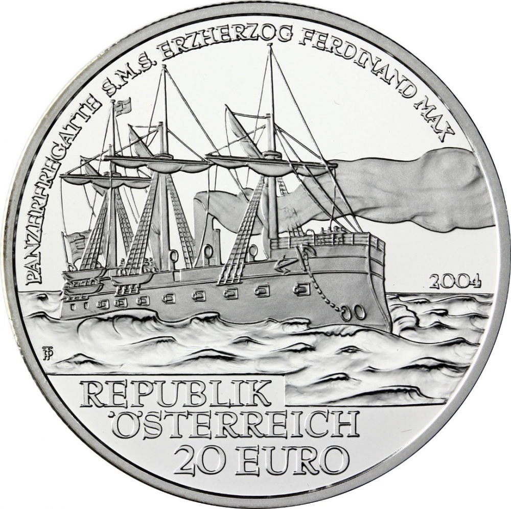 20 Euro 2004, KM# 3114, Austria, Austria on the High Seas, SMS Erzherzog Ferdinand Max