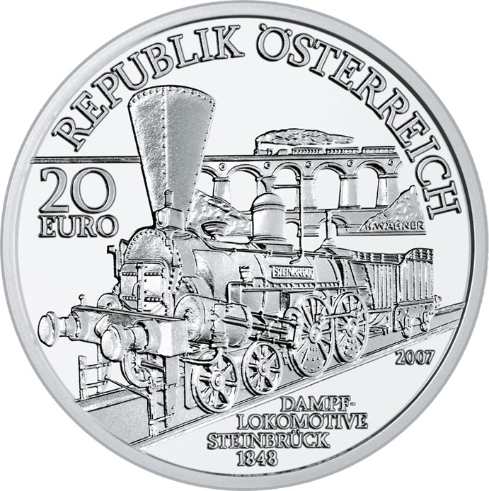 20 Euro 2007, KM# 3151, Austria, Austrian Railways, South Railways Vienna-Triest