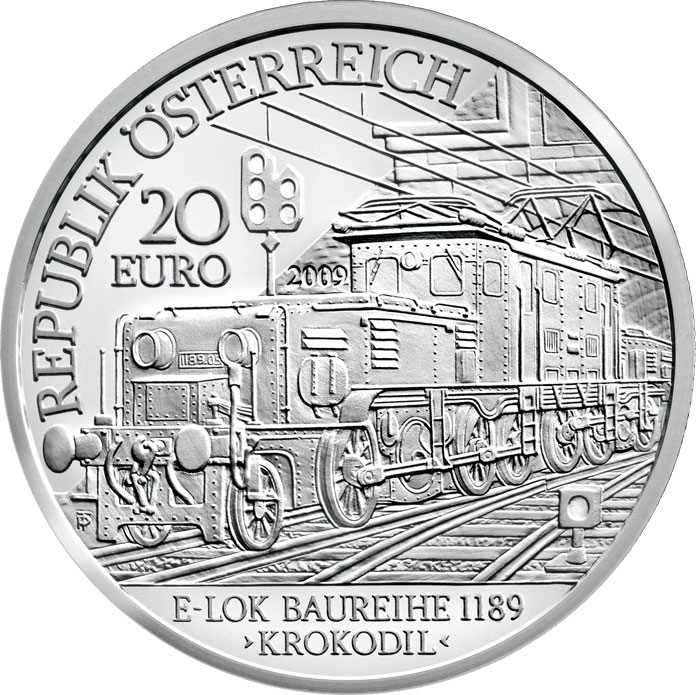 20 Euro 2009, KM# 3178, Austria, Austrian Railways, The Electric Railway