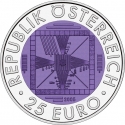 25 Euro 2005, KM# 3119, Austria, Silver Niobium Coin, 50 Years of Television