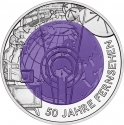 25 Euro 2005, KM# 3119, Austria, Silver Niobium Coin, 50 Years of Television