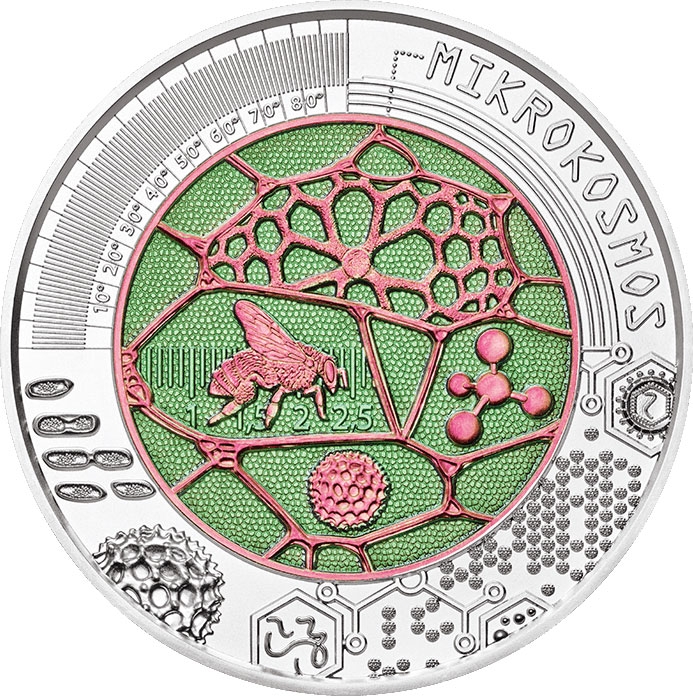 25 Euro 2017, KM# 3272, Austria, Silver Niobium Coin, Microcosm
