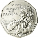 5 Euro 2008, KM# 3156, Austria, 100th Anniversary of Birth of Herbert von Karajan