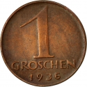 1 Groschen 1925-1938, KM# 2836, Austria