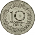 10 Groschen 1925-1929, KM# 2838, Austria