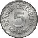 5 Schilling 1952-1957, KM# 2879, Austria
