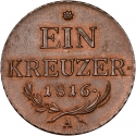 1 Kreuzer 1816, KM# 2113, Austrian Empire